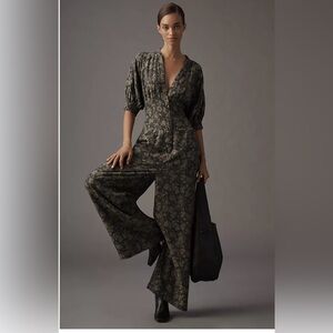 Anthropologie Puff Sleeve Jumpsuit